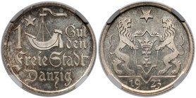Gdańsk, 1 gulden 1923 - stempel LUSTRZANY