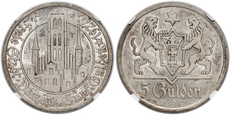 Wolne Miasto Gdańsk, 5 guldenów 1927
 Rzadki rocznik w ładnym stanie zachowania...