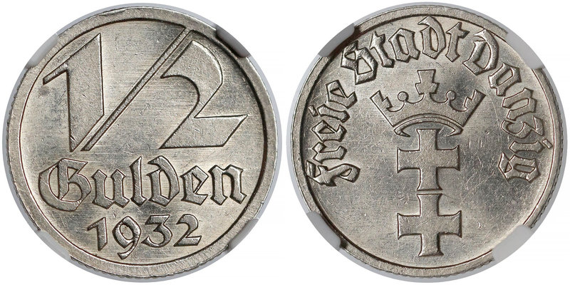 Gdańsk, 1/2 guldena 1932
 

Grade: NGC MS62 
Reference: Parchimowicz 60
POL...