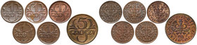 Zestaw 1 gr 1923-1927 i 5 gr 1923 (6szt)