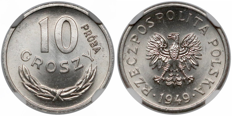 Próba NIKIEL 10 groszy 1949
 Nakład 500 sztuk (NBP), 540 sztuk (MW). 

Grade:...