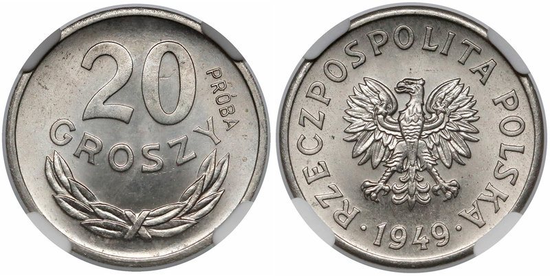 Próba NIKIEL 20 groszy 1949
 Nakład 500 sztuk (NBP), 540 sztuk (MW). 

Grade:...