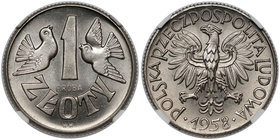 Próba NIKIEL 1 złoty 1958 Gołębie MAX NGC