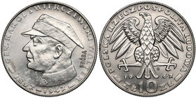 Próba NIKIEL 10 złotych 1967 Świerczewski - w czapce