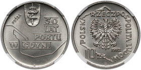 Próba NIKIEL 10 złotych 1972 Port w Gdyni - tło gładkie