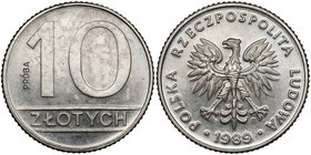 Próba NIKIEL 10 złotych 1989 - stempel lustrzany
