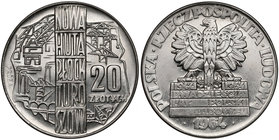 Próba NIKIEL 20 złotych 1964 Nowa Huta, Płock, Turoszów