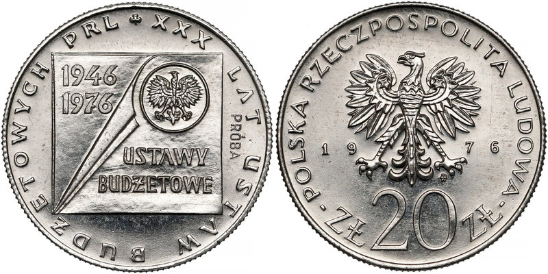 Próba NIKIEL 20 złotych 1976 Ustawy Budżetowe PRL - ustawa
 Wyraźny nalot.
 Na...