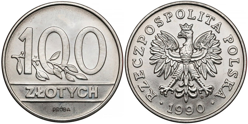 Próba NIKIEL 100 złotych 1990
 Nakład 500 sztuk. 

Grade: UNC/AU 
Reference:...