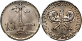 Destrukt 10 złotych 1965 duża Kolumna - końcówka blachy