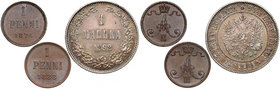 Russia / Finland, 1 Penni - 1 Markka 1874-1892 (3pcs)