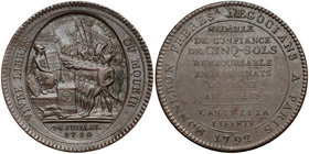 France, Medal (5 Sols) Monneron Freres 1792