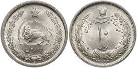Iran, Mohammad Rezā Pahlavī, 10 Rials 1944 - PCGS MS66+