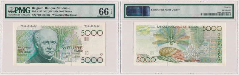 Belgium, 5.000 Francs (1982-92) 
Belgia, 5.000 francs (1982-92)
 Signatures: P...