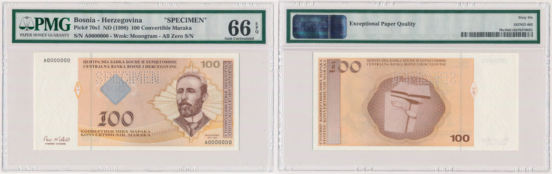 Bosnia and Herzegovina, 100 Convertible Maraka (1998), Serbian issue SPECIMEN
B...