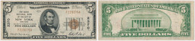USA, 5 Dollars 1929, National Currency, New York #2370