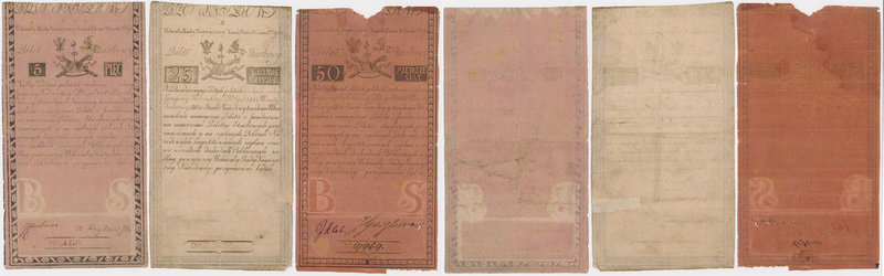 5, 25 i 50 złotych 1794 - zestaw (3szt)
 Wszystkie banknoty w stanach naturalny...