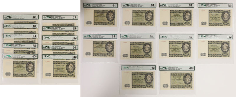 500 złotych 1940 - B - PMG 66-64 (10szt)
 PMG 66 EPQ (2 szt), PMG 65 EPQ (5 szt...