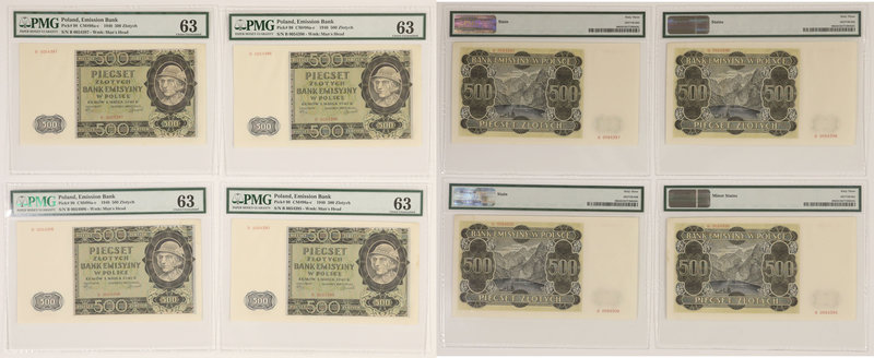 500 złotych 1940 - B - PMG 63 (4szt)
 

Grade: PMG 63 
Reference: Miłczak 98...