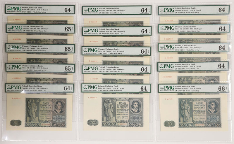 50 złotych 1941 - PMG 66-64 (15szt)
 Pięknie zachowane, selekcjonowane egzempla...