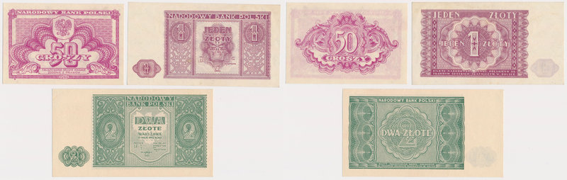 50 gr, 1 i 2 zł 1944-1946 - zestaw (3szt)
 Piękne bankowe egzemplarze.


Gra...