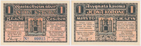 Cieszyn, 1 korona 1919 - niski numer - 00015