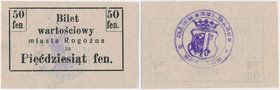 Rogoźno, 50 fenigów (1919) - niemiecki stempel, z kropką po 'fen.'