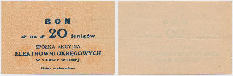 Siersza Wodna, Elektrownia Okręgowa, 20 fenigów (1920) - blankiet
 

Grade: X...