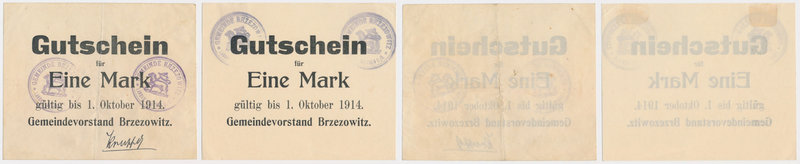 Brzezowitz (Brzozowice), 2x 1 mk 1914 - dwie odmiany
 Odmiana z podpisem i bez ...