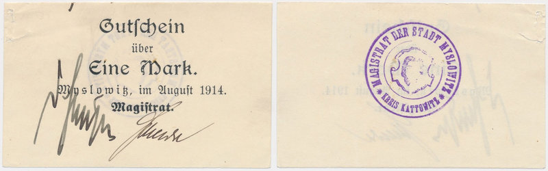 Myslowitz (Mysłowice), 1 mk 1914
 

Grade: ~AU 
POLAND POLEN