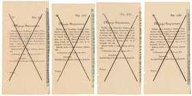 Komplet grzbietów wzorów Obligacji Pożyczki z 23 maja 1833 roku (4szt)
