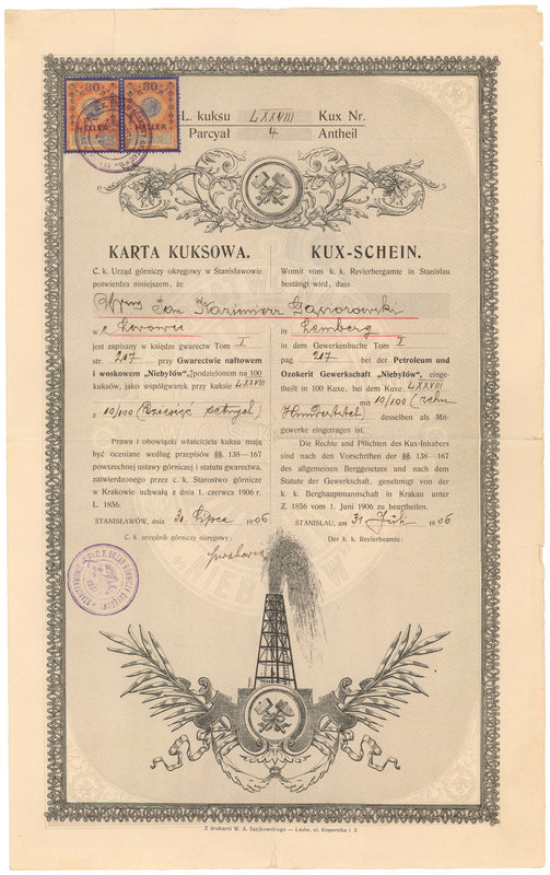 Karta Kuksowa z 1906 r.
 Wymiary: 25 x 40 cm