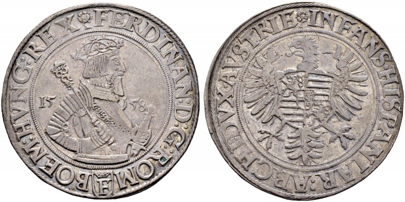 KAISER FERDINAND I. 1521-1564 
 Münzstätte Prag 
 Taler 1558, Prag. Münzmeiste...