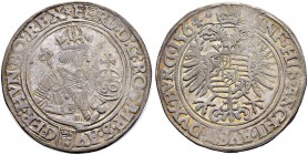 KAISER FERDINAND I. 1521-1564 
 Münzstätte Prag 
 Guldentaler zu 60 Kreuzer 1564, Prag. Münzmeister Hans Harder. 24.46 g. Dietiker 39. Voglh. 61. Da...
