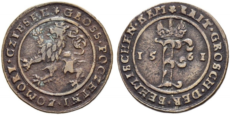 KAISER FERDINAND I. 1521-1564 
 Münzstätte Prag 
 Raitpfennig 1561, Prag. 3.39...