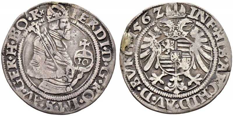 KAISER FERDINAND I. 1521-1564 
 Münzstätte Kuttenberg 
 10 Kreuzer 1562, Kutte...