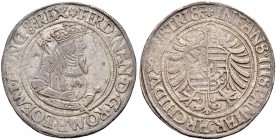 KAISER FERDINAND I. 1521-1564 
 Münzstätte Joachimsthal 
 Taler o. J. (1535/1541), Joachimsthal. Münzmeister Hans Weizelmann. 29.01 g. Dietiker 123....