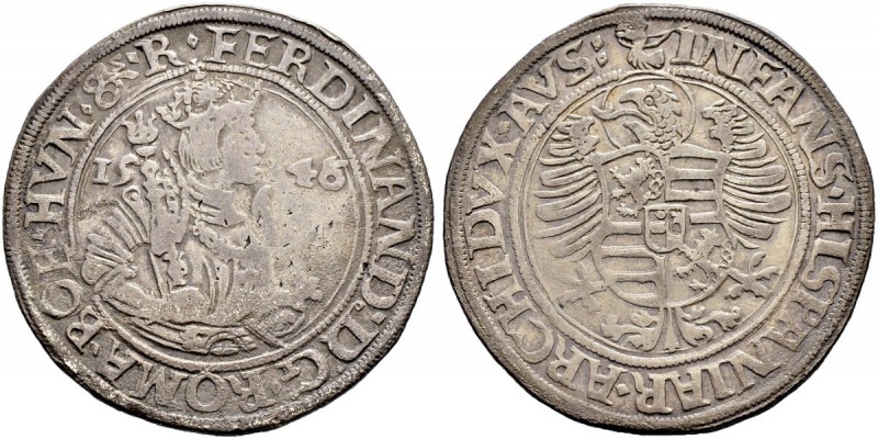 KAISER FERDINAND I. 1521-1564 
 Münzstätte Joachimsthal 
 Taler 1546 aus 1545,...