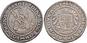 KAISER FERDINAND I. 1521-1564 
 Münzstätte Joachimsthal 
 Taler 1552, Joachimsthal. Ohne Münzmeisterzeichen. 28.74 g. Dietiker 148. Voglh. 49/VII. D...