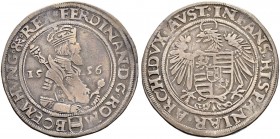 KAISER FERDINAND I. 1521-1564 
 Münzstätte Joachimsthal 
 Taler 1556, Joachimsthal. Ohne Münzmeisterzeichen. 28.42 g. Dietiker 148. Voglh. 49/VII. D...