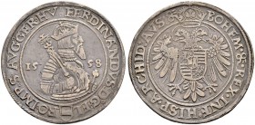 KAISER FERDINAND I. 1521-1564 
 Münzstätte Joachimsthal 
 Taler 1558, Joachimsthal. Ohne Münzmeisterzeichen. 28.76 g. Dietiker 153. Donebauer 1187. ...