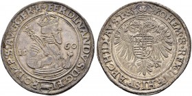 KAISER FERDINAND I. 1521-1564 
 Münzstätte Joachimsthal 
 Taler 1560, Joachimsthal. Ohne Münzmeisterzeichen. 28.87 g. Dietiker 153. Donebauer 1190. ...