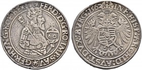 KAISER FERDINAND I. 1521-1564 
 Münzstätte Joachimsthal 
 Guldentaler zu 60 Kreuzer 1562, Joachimsthal. Münzmeister Martin Kempf und Wardein Jörg Ge...