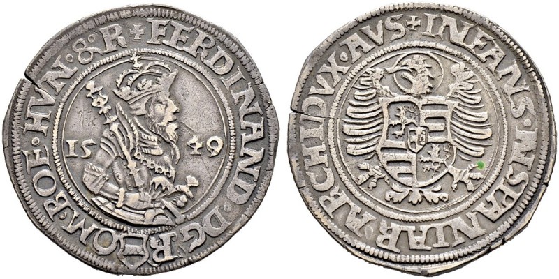 KAISER FERDINAND I. 1521-1564 
 Münzstätte Joachimsthal 
 Halbtaler 1549, Joac...