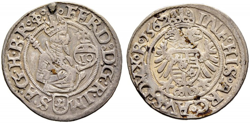 KAISER FERDINAND I. 1521-1564 
 Münzstätte Joachimsthal 
 10 Kreuzer 1562, Joa...