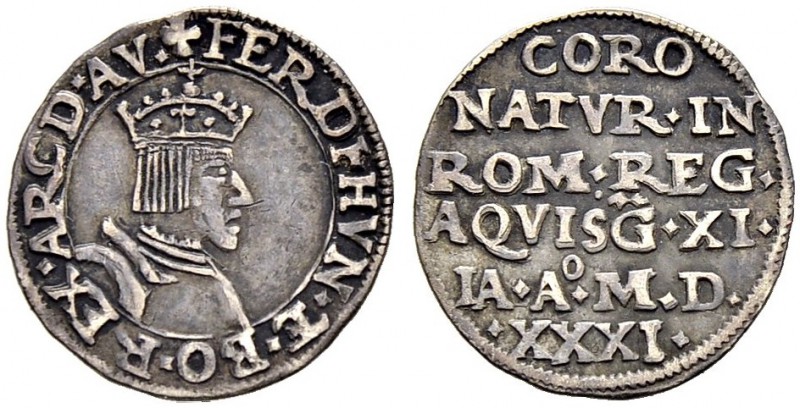 KAISER FERDINAND I. 1521-1564 
 Medaille Kaiser Ferdinands I. 
 Silbermedaille...