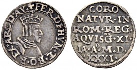 KAISER FERDINAND I. 1521-1564 
 Medaille Kaiser Ferdinands I. 
 Silbermedaille 1531. Auf seine Krönung zum römischen König in Aachen. Auswurfjeton. ...