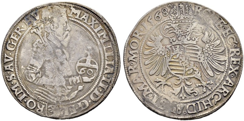 KAISER MAXIMILIAN II. 1564-1576 
 Münzstätte Prag 
 Guldentaler zu 60 Kreuzer ...