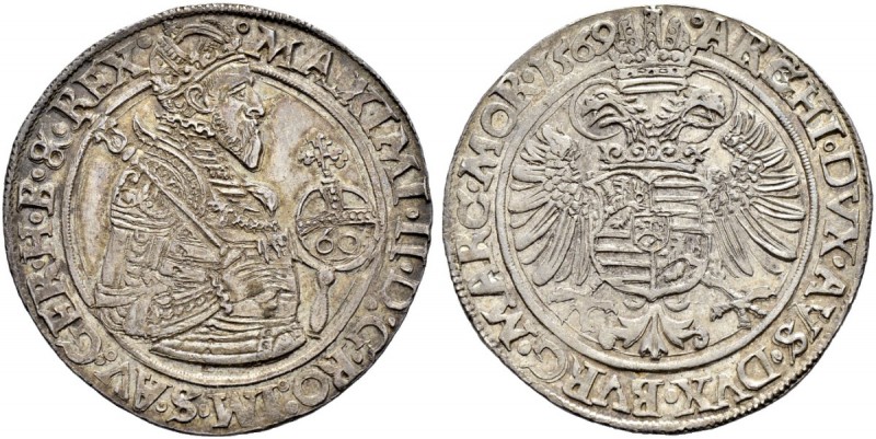 KAISER MAXIMILIAN II. 1564-1576 
 Münzstätte Kuttenberg 
 Guldentaler zu 60 Kr...