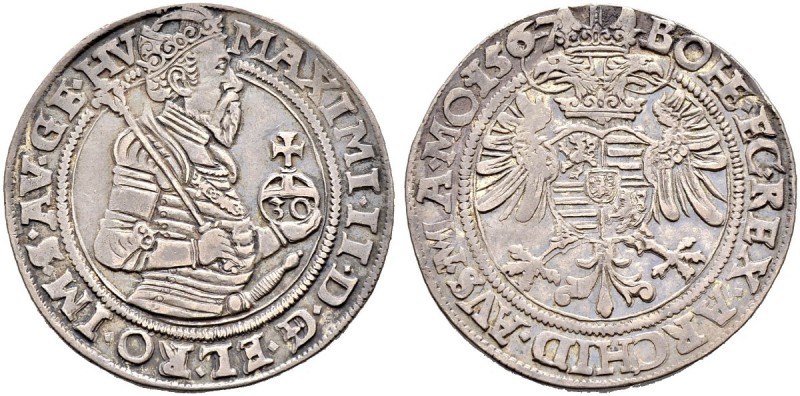 KAISER MAXIMILIAN II. 1564-1576 
 Münzstätte Kuttenberg 
 1/2 Guldentaler zu 3...